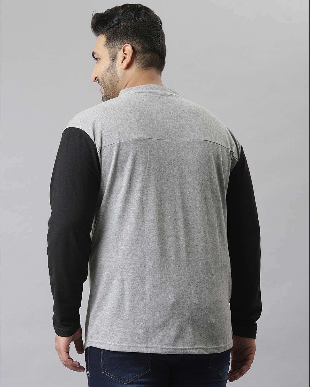 Shop Men's Grey Colorblocked Stylish Full Sleeve Casual Shirt-Back
