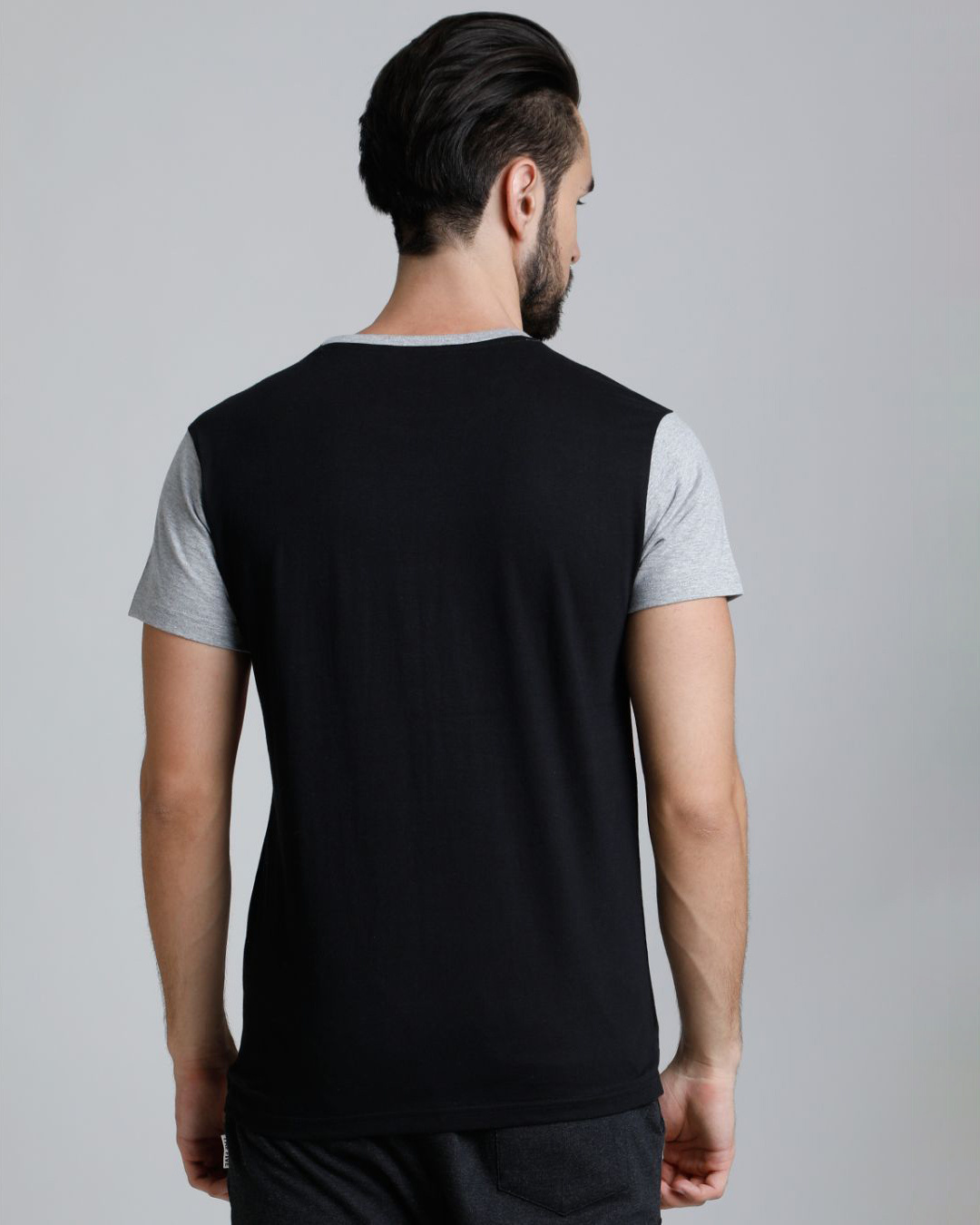 Shop Men's Grey Colourblocked T-shirt-Back
