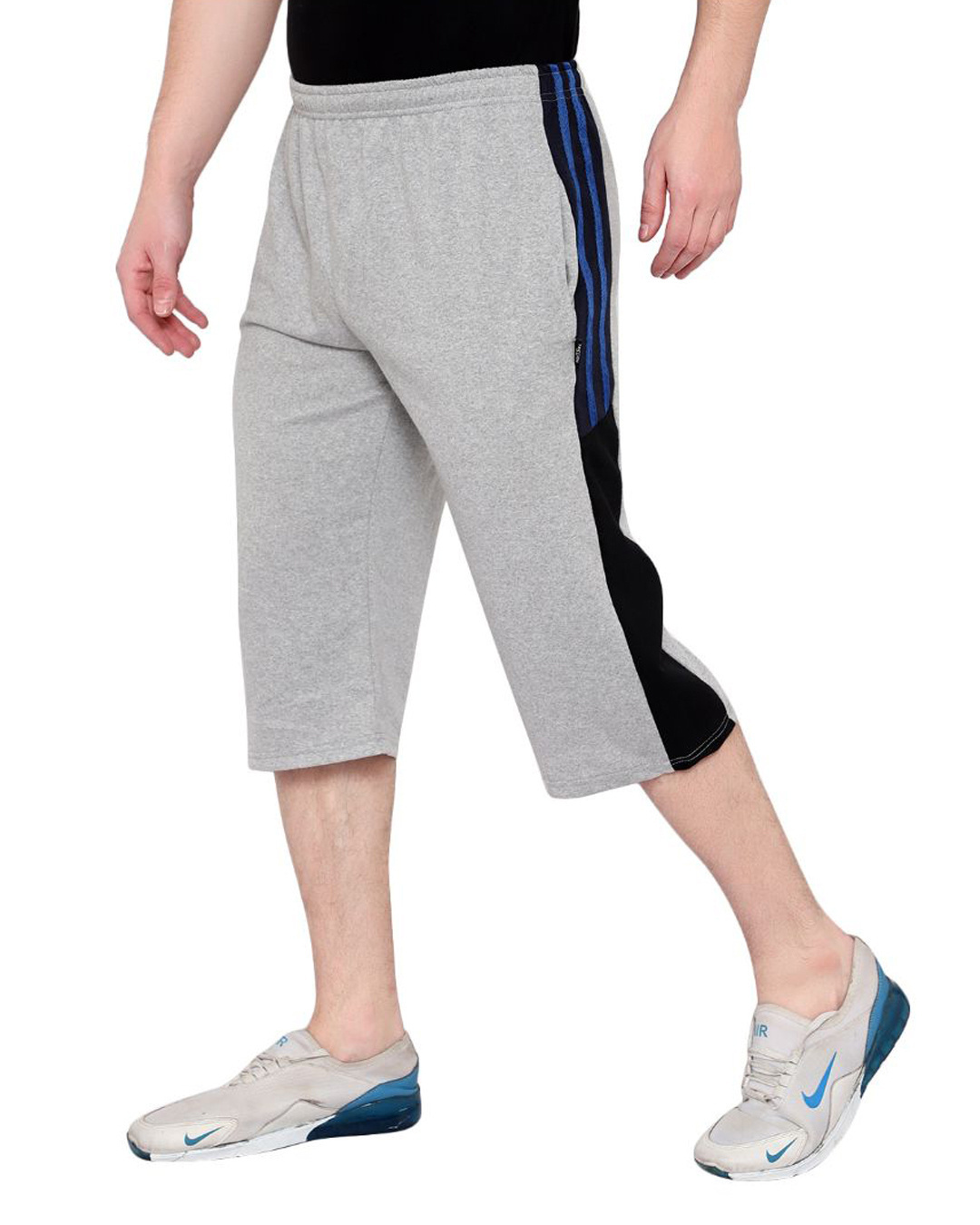 Shop Men's Grey Cotton 3/4 th Shorts-Back