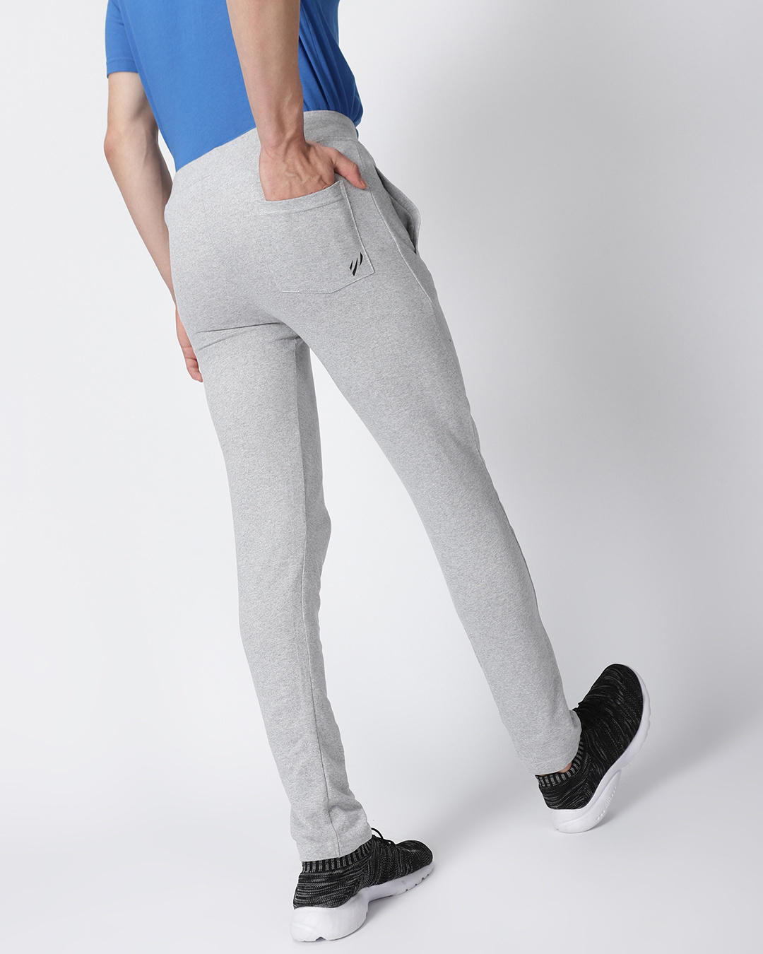 Shop Men's Grey Cotton Blend Track Pants-Back