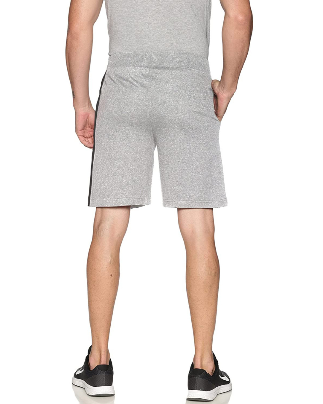Shop Men's Grey Cotton Casual Short with Zipper Pocket-Back