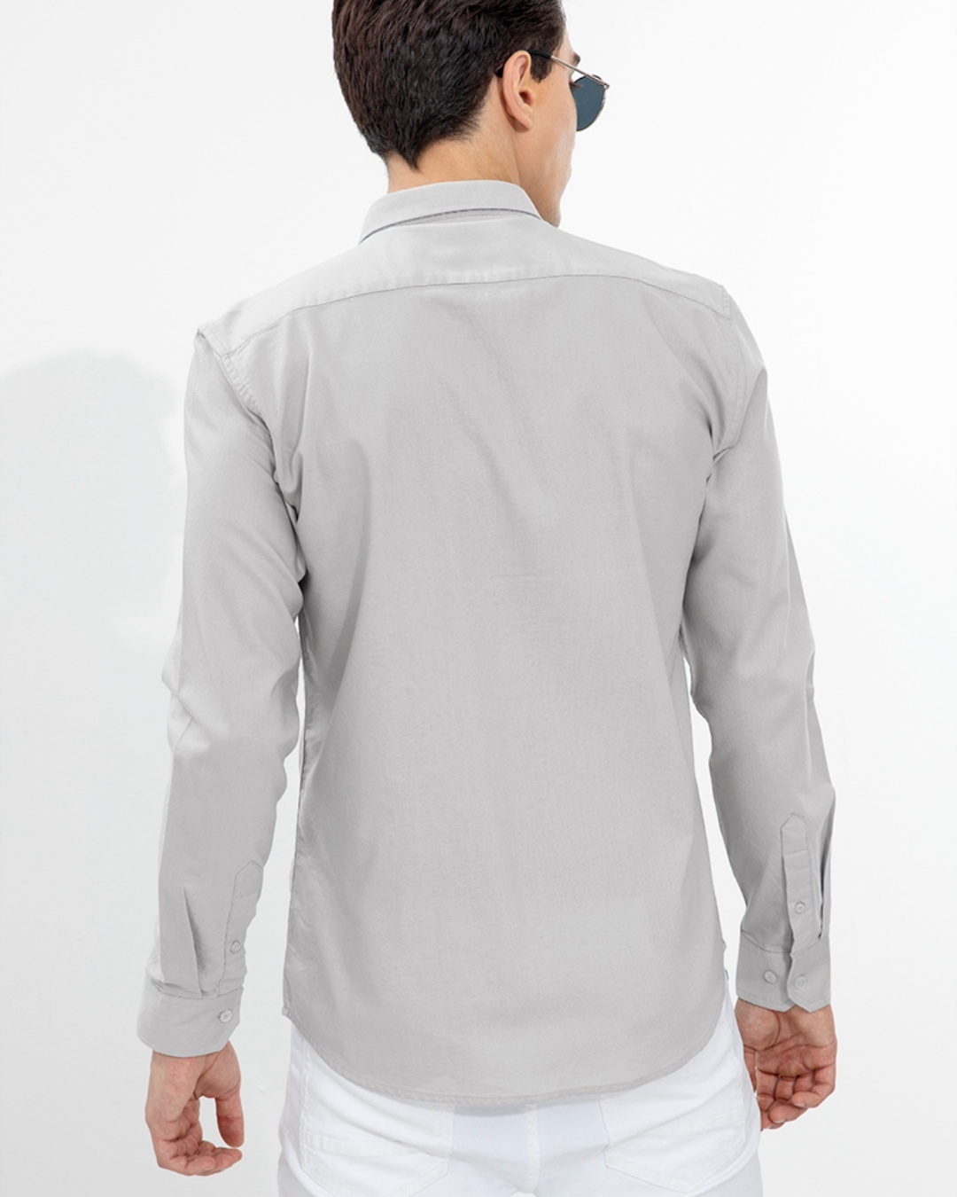 Shop Men's Grey Cotton Shirt-Back