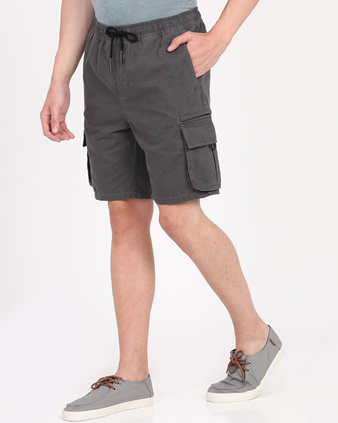 Shop Men's Grey Cotton Shorts-Back