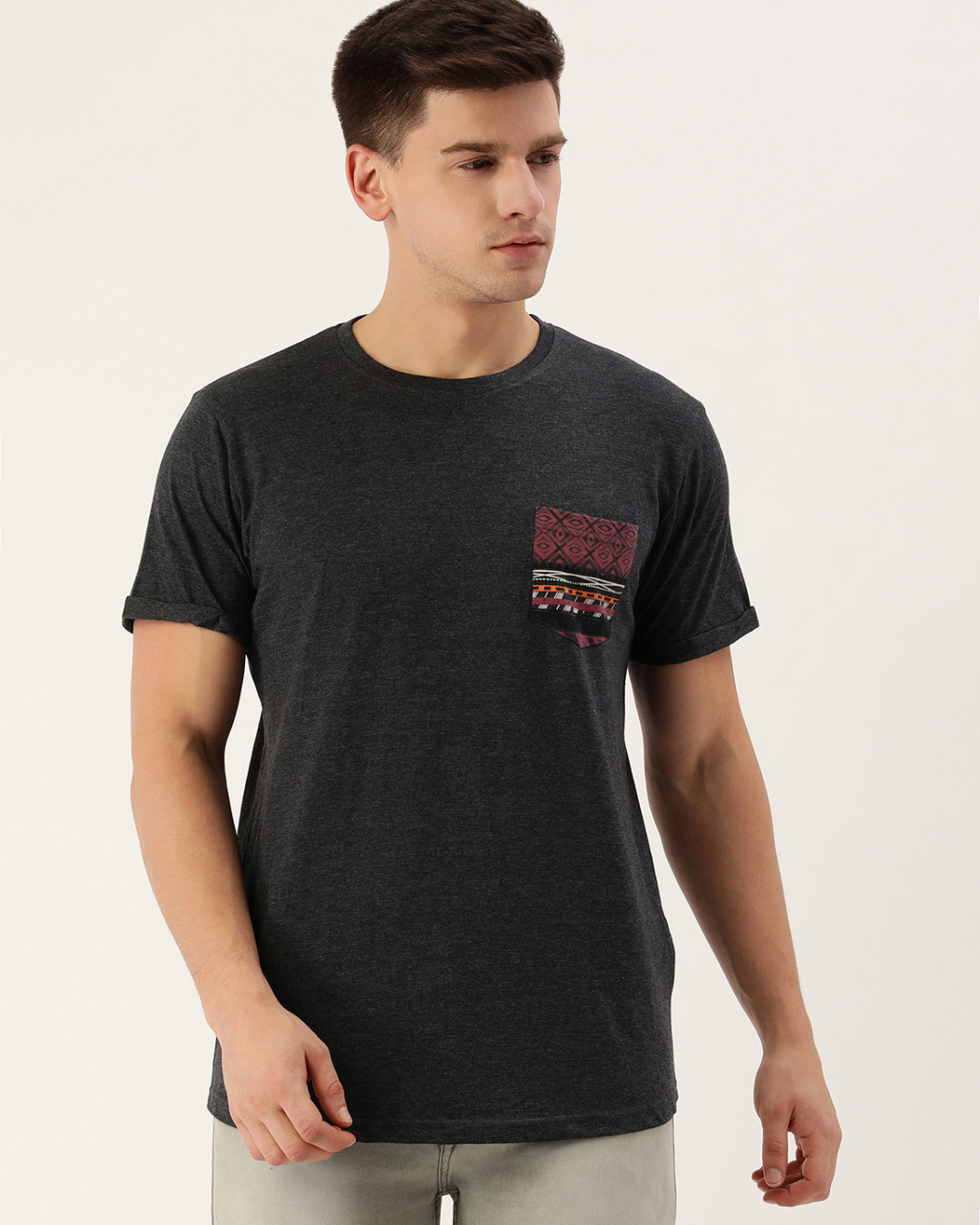 Buy Men's Grey Printed Cotton T-shirt Online at Bewakoof