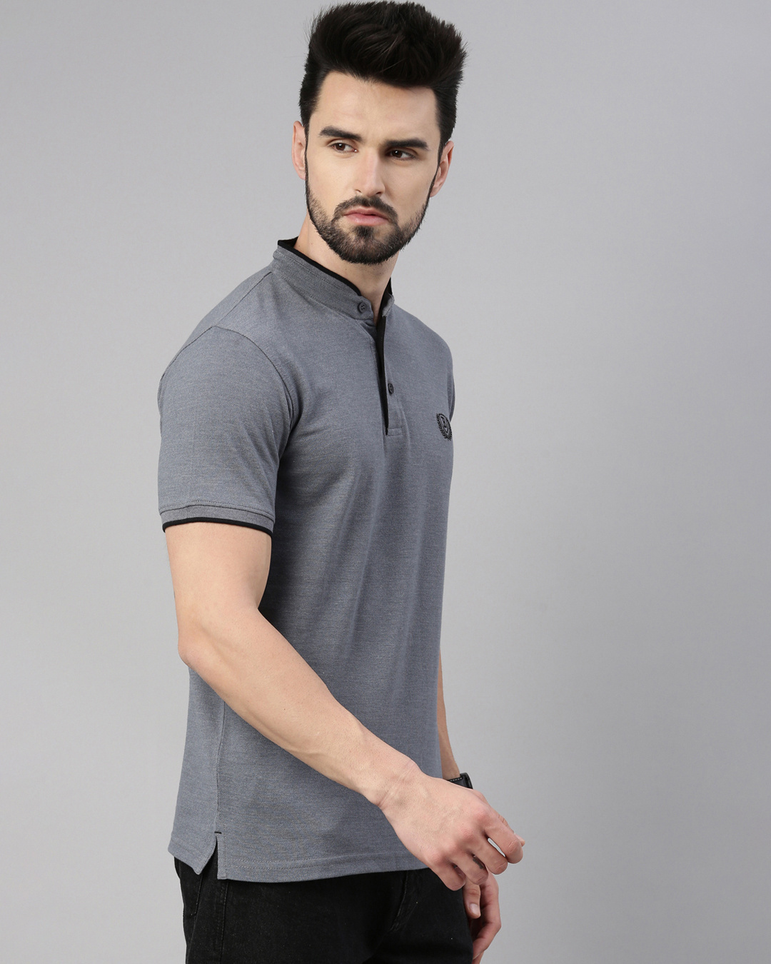 Shop Men's Grey Cotton T-shirt-Back