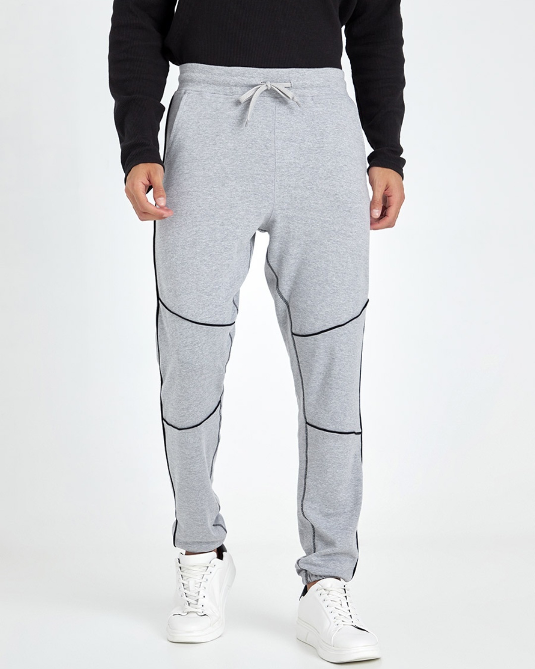 Buy Men's Grey Cut & Sew Joggers Online at Bewakoof