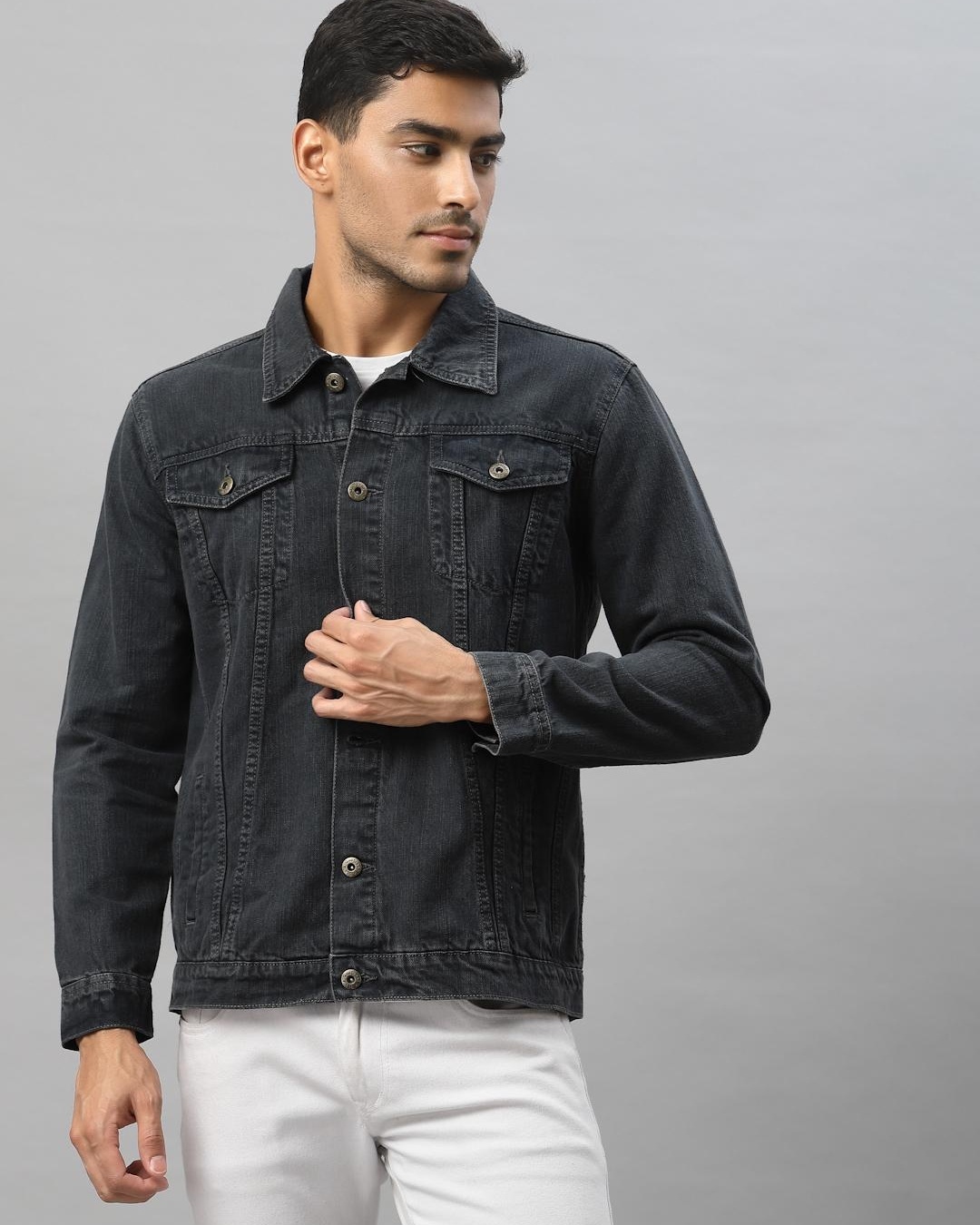 Buy Men's Grey Denim Jacket for Men Grey Online at Bewakoof
