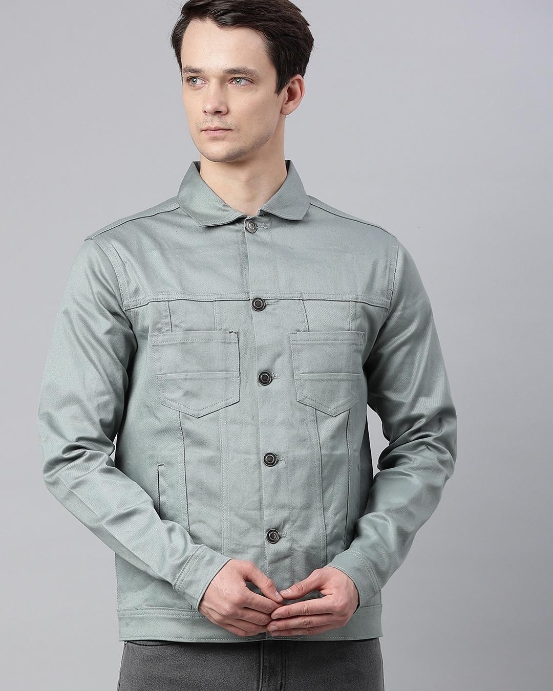 Buy Men's Grey Denim Jacket Online at Bewakoof