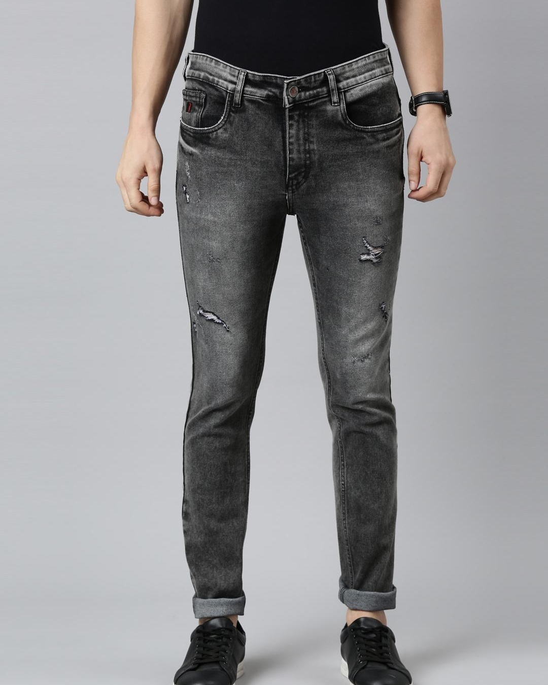 Distressed Jeans Dark Blue Biker Jeans Mens Blue Moto Jeans Men's