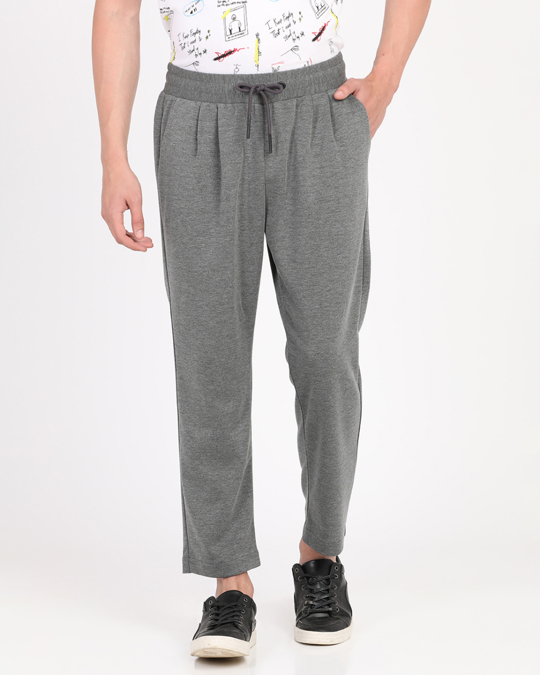 Buy Men's Grey Drawstring Trackpant Online at Bewakoof