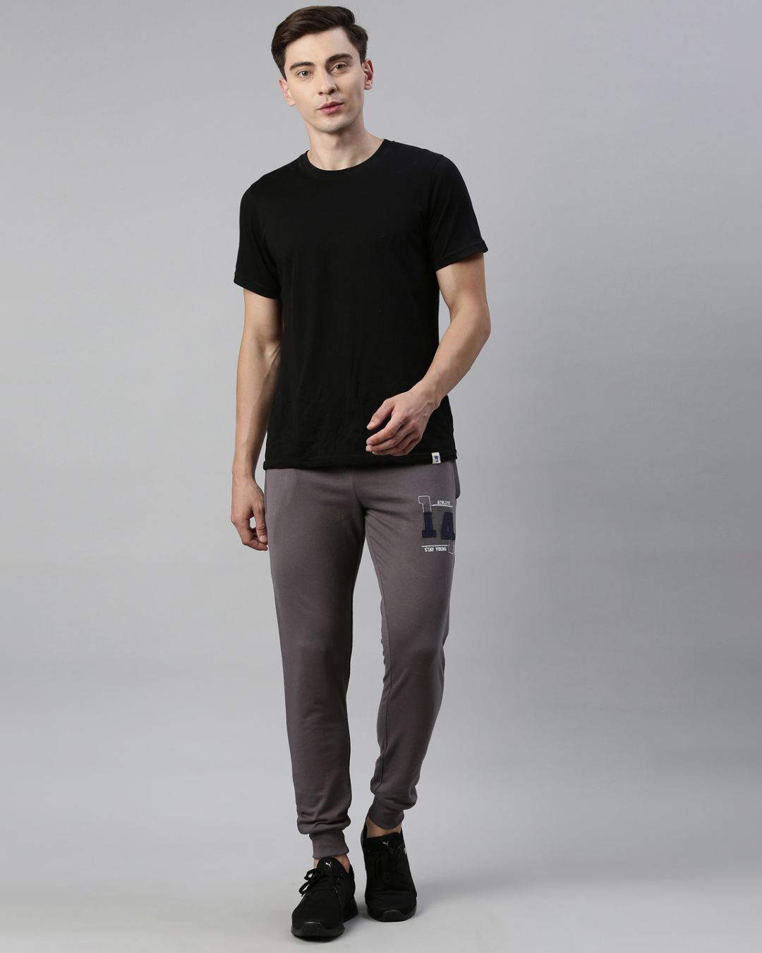 Buy Men's Grey Embroidered Slim Fit Joggers for Men Grey Online at Bewakoof
