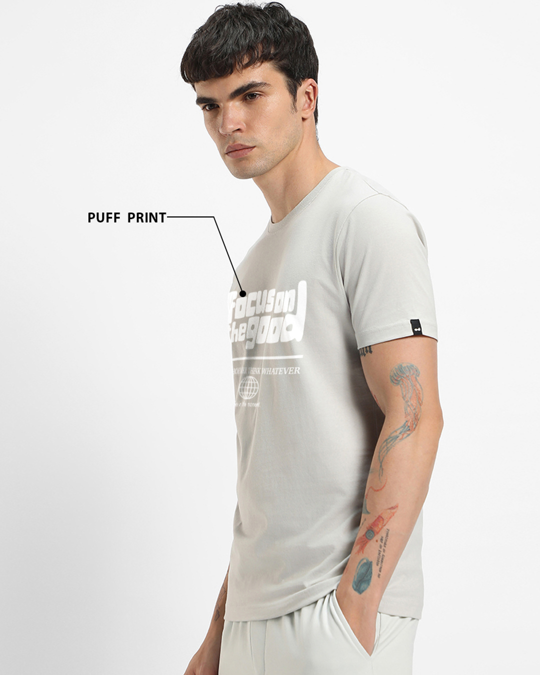 Shop Men's Grey Focus Graphic Printed T-shirt-Back
