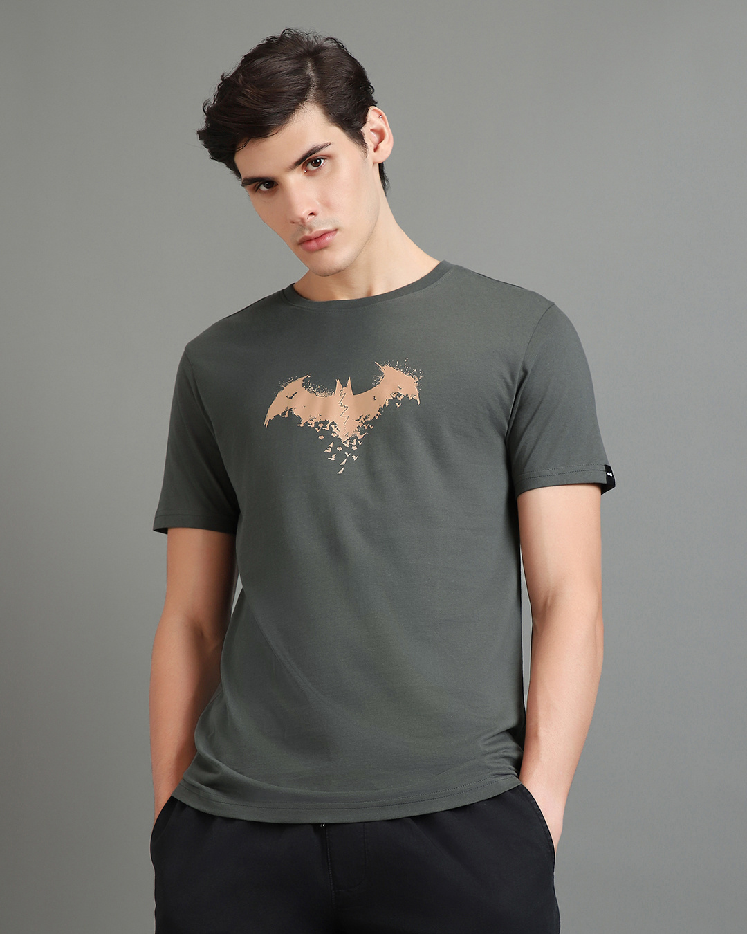 Shop Men's Grey Forever Batman Graphic Printed T-shirt-Back