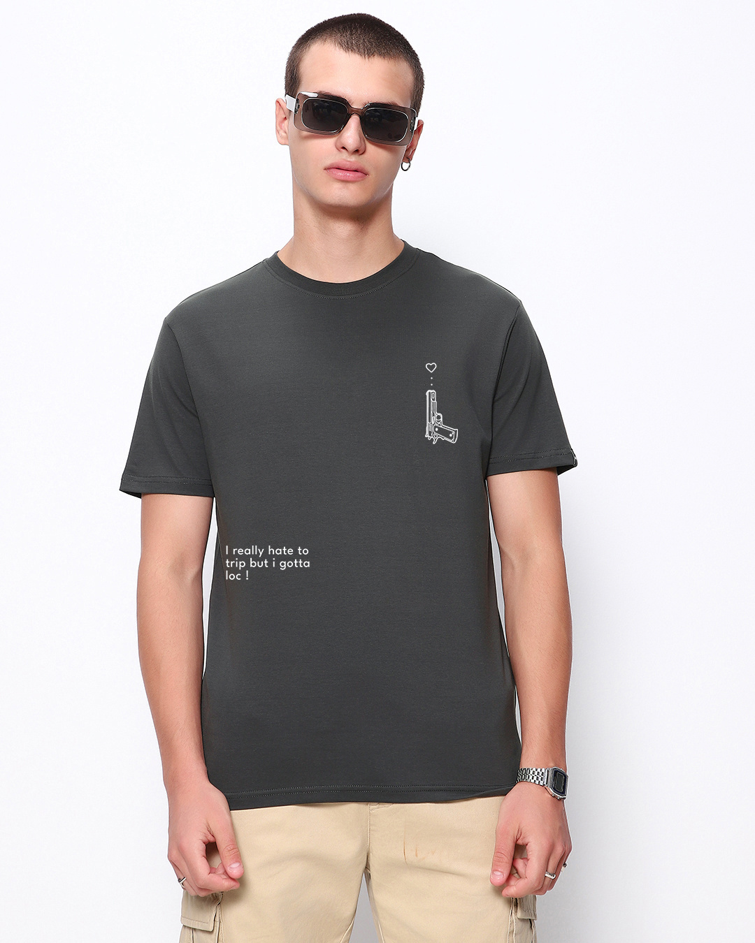 Shop Men's Grey Gangster's Paradise Graphic Printed T-shirt-Back