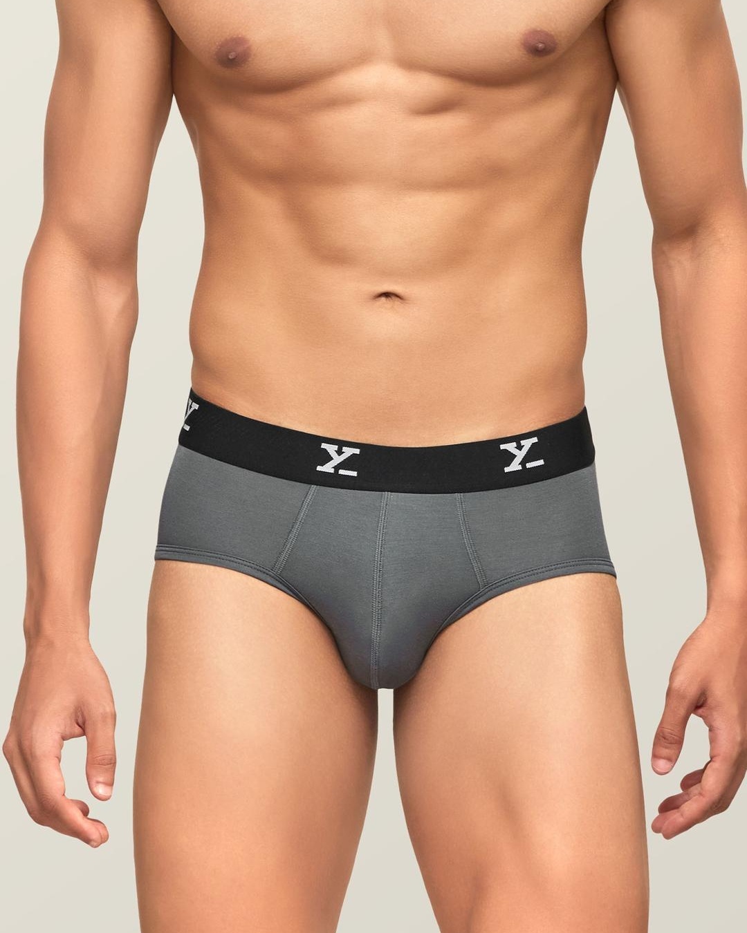 Shop Pack of 3 Men's Grey & Blue Printed Ace Antimicrobial Micro Modal Briefs-Back