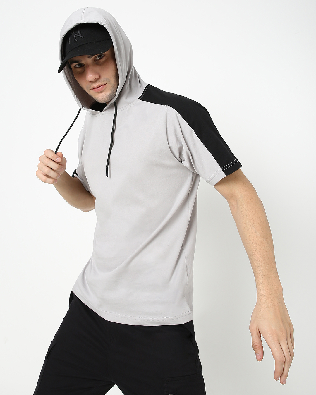 half sleeve t shirt with cap