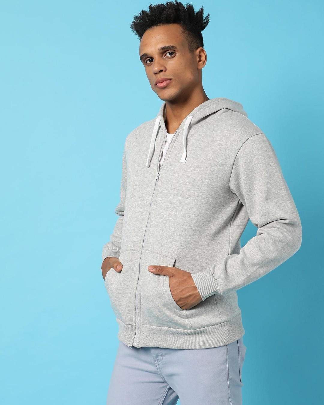 Shop Men's Grey Hooded Sweatshirt-Back