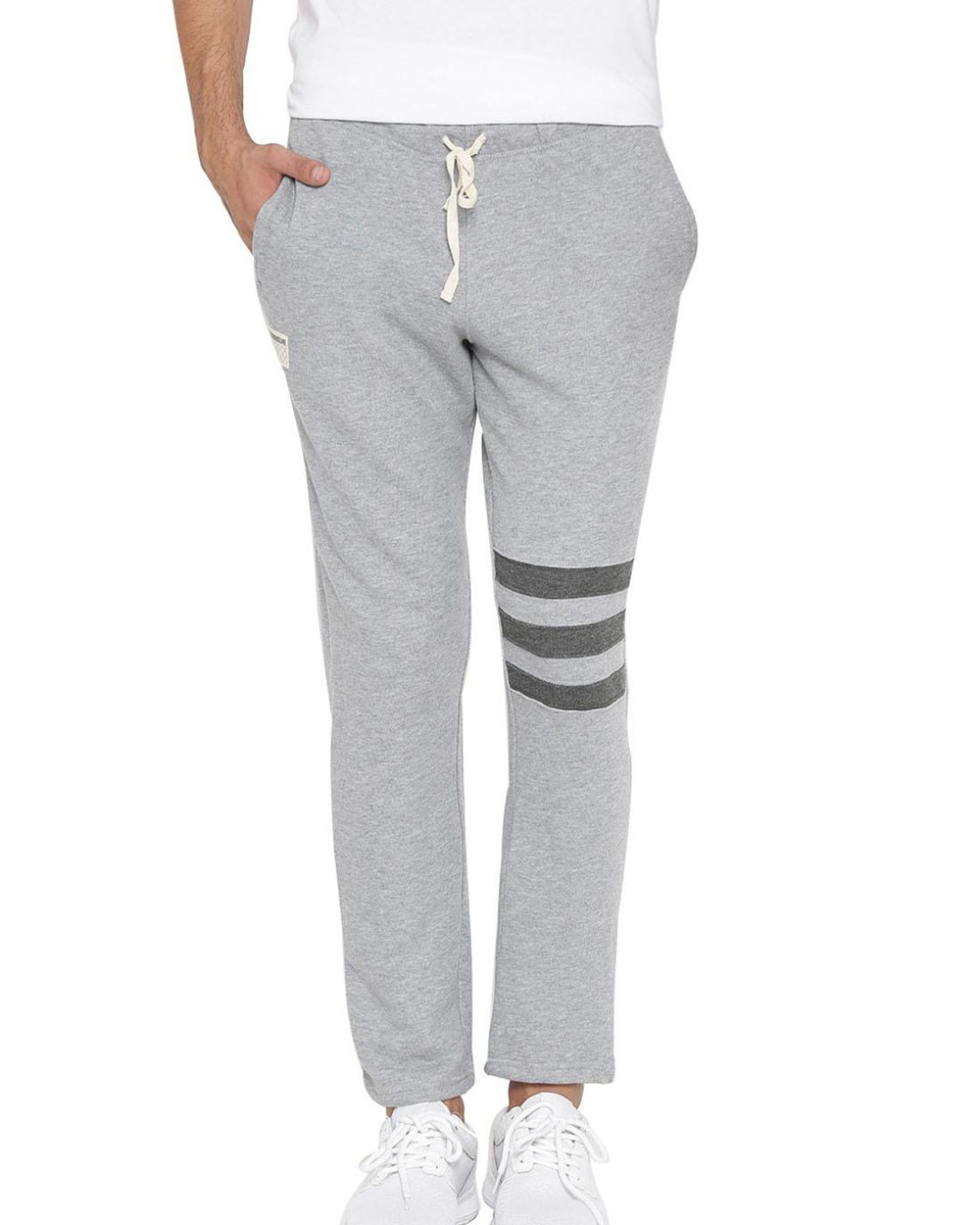 Buy Mens Grey Knee Striped Track Pants For Men Grey Online At Bewakoof