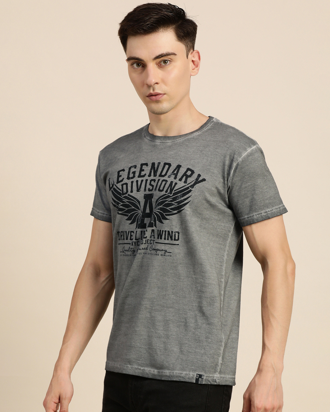 Shop Men's Grey Legendary Division Typography T-shirt-Back
