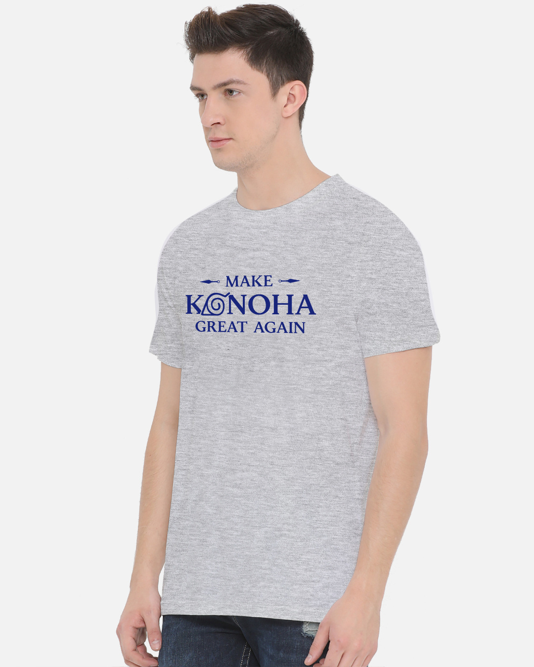 Shop Men's Grey Make Konoha Great Again Typography T-shirt-Back