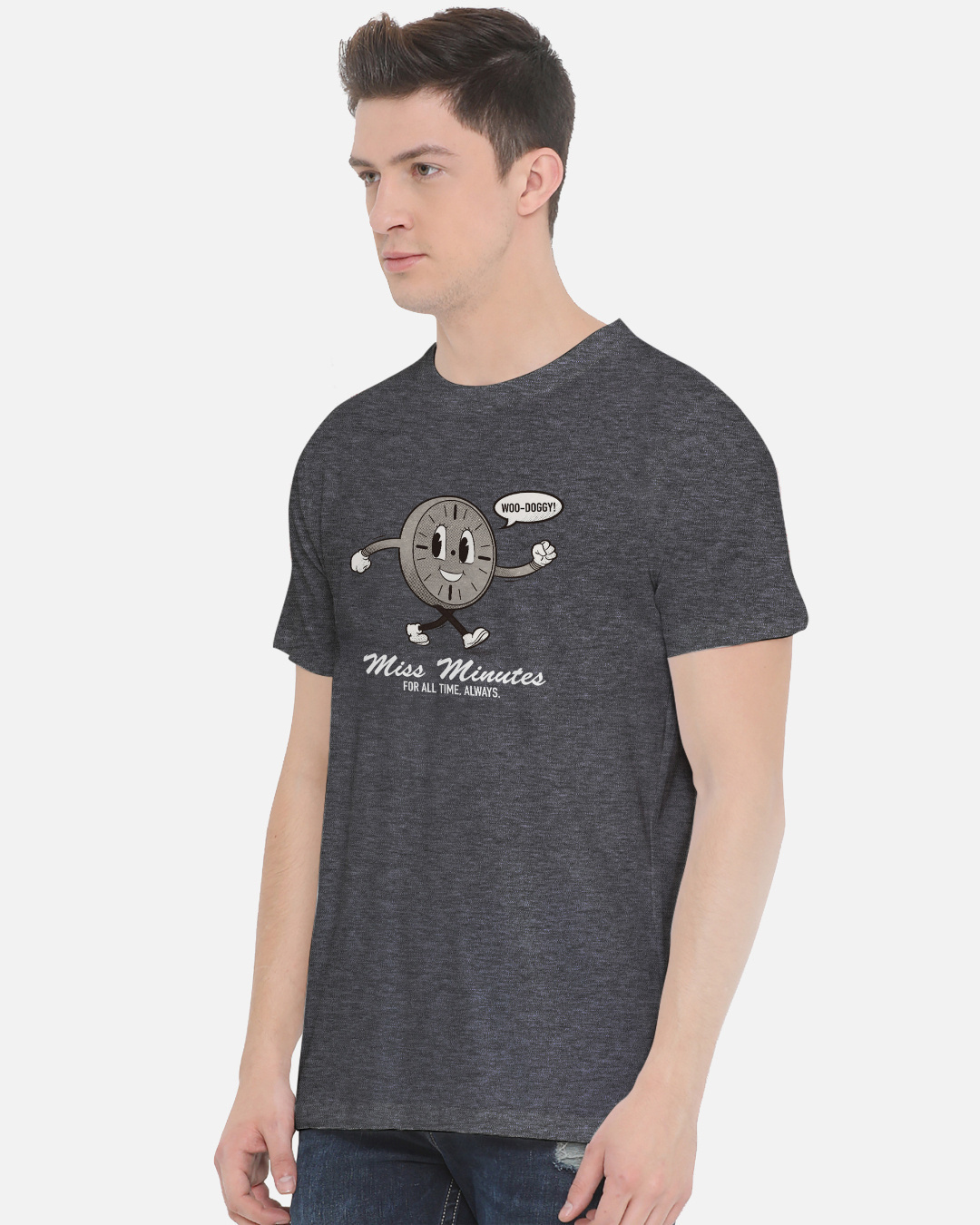 Shop Men's Grey Miss Minutes Graphic Printed T-shirt-Back