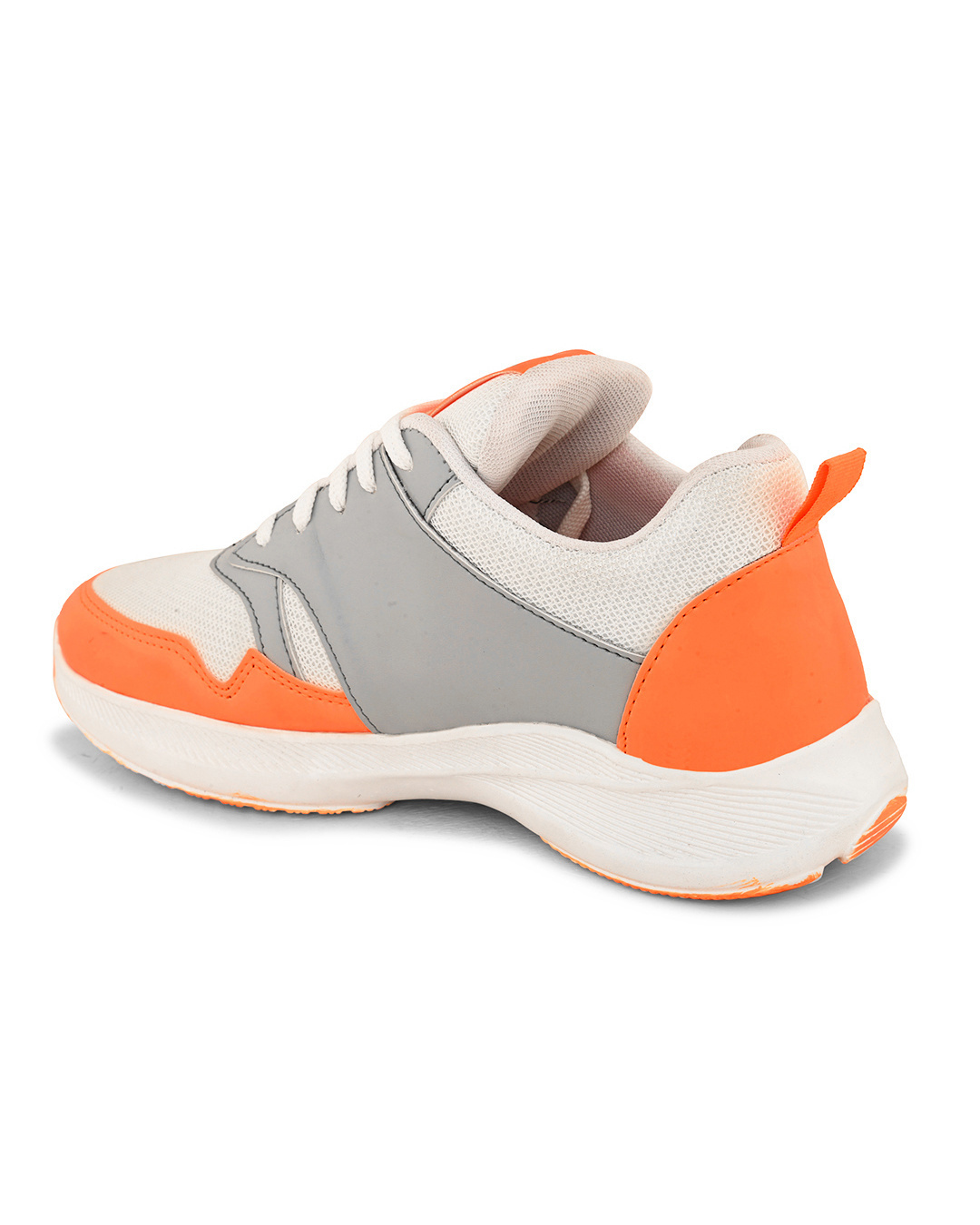 Shop Men's Grey & Orange Color Block Running Shoes-Back