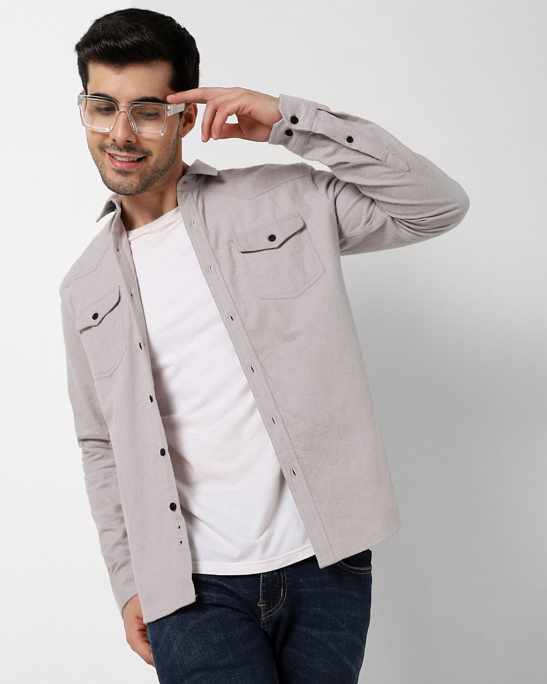 Buy Men's Grey Overshirt Online at Bewakoof