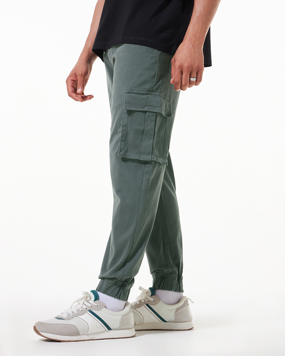 Shop Men's Grey Oversized Cargo Jogger Pants-Back