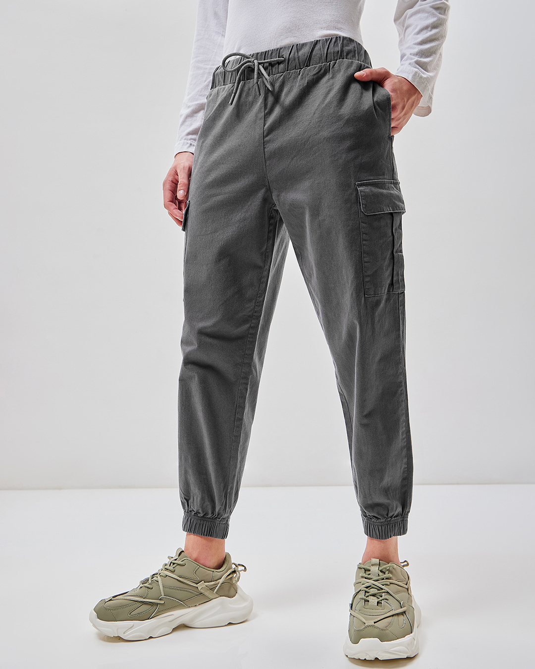 Buy Men's Grey Oversized Cargo Joggers Online at Bewakoof