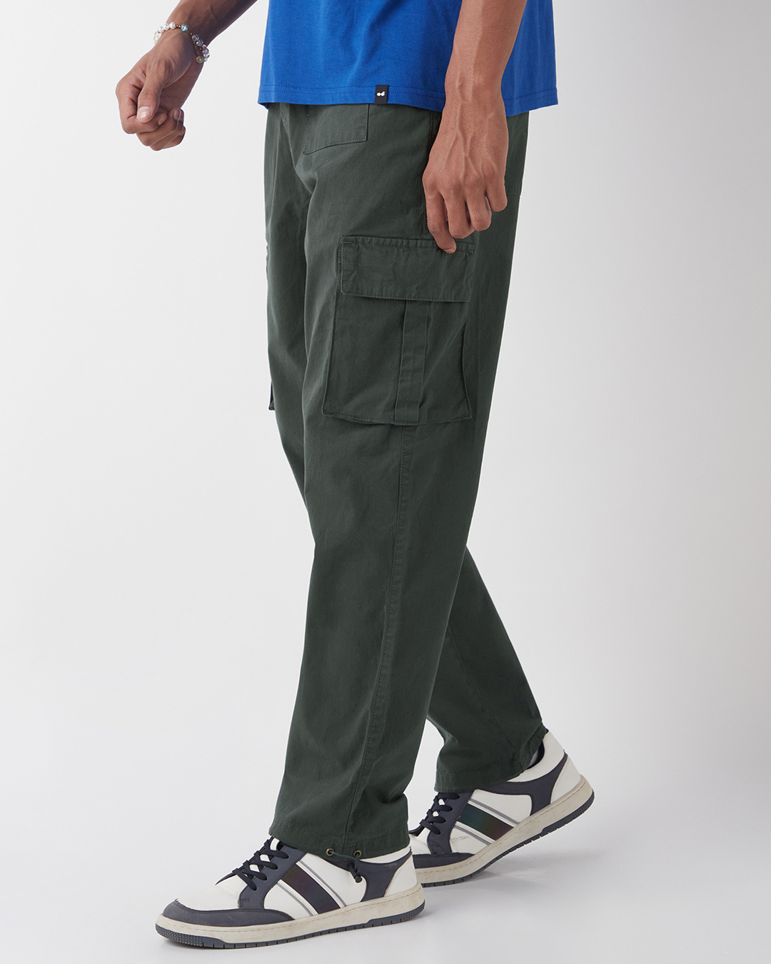 Shop Men's Grey Oversized Cargo Parachute Pants-Back