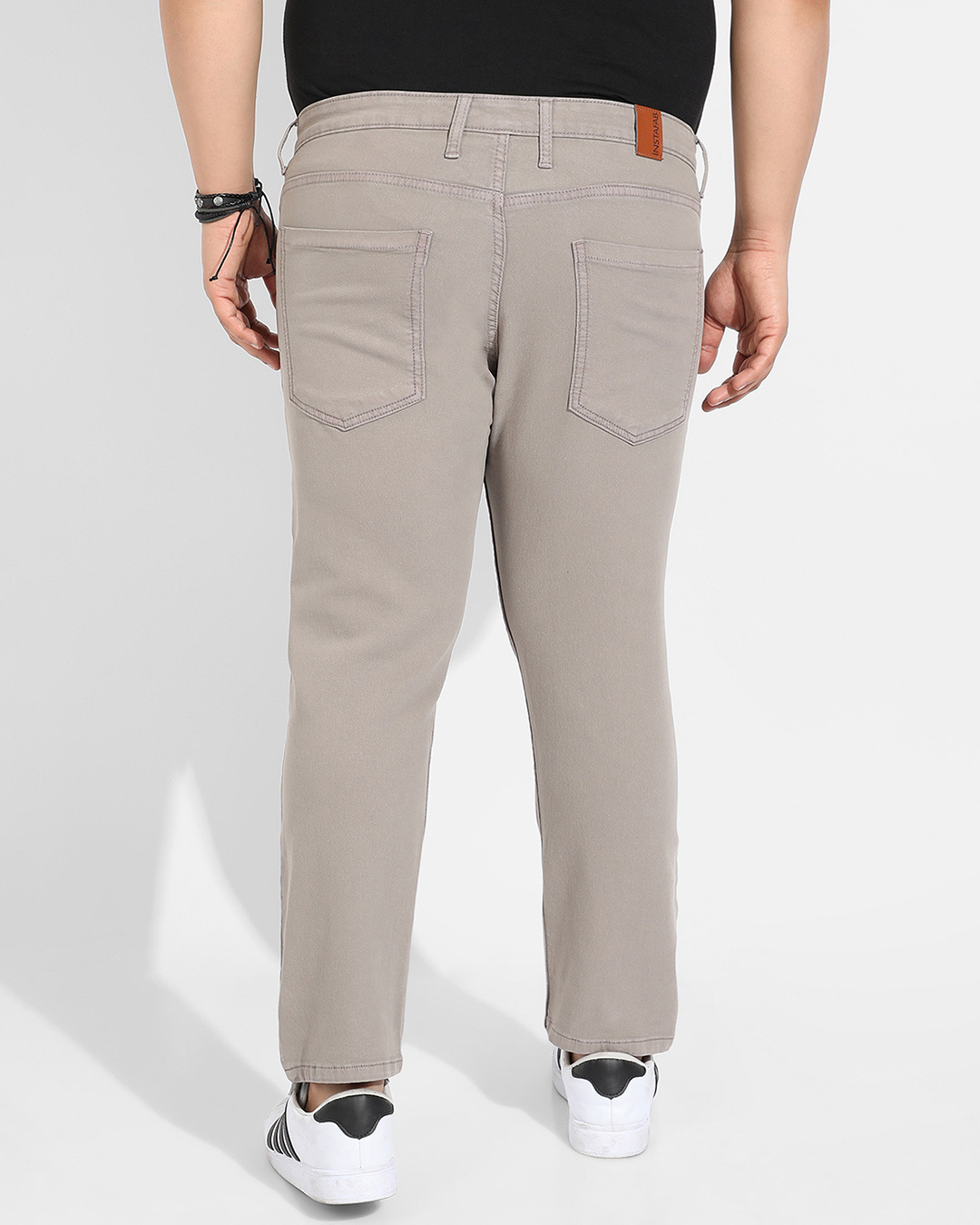 Shop Men's Grey Plus Size Jeans-Back