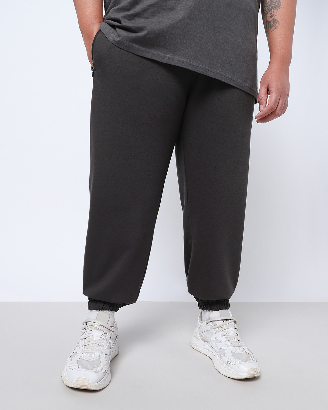 Buy Men's Grey Oversized Plus Size Joggers Online at Bewakoof