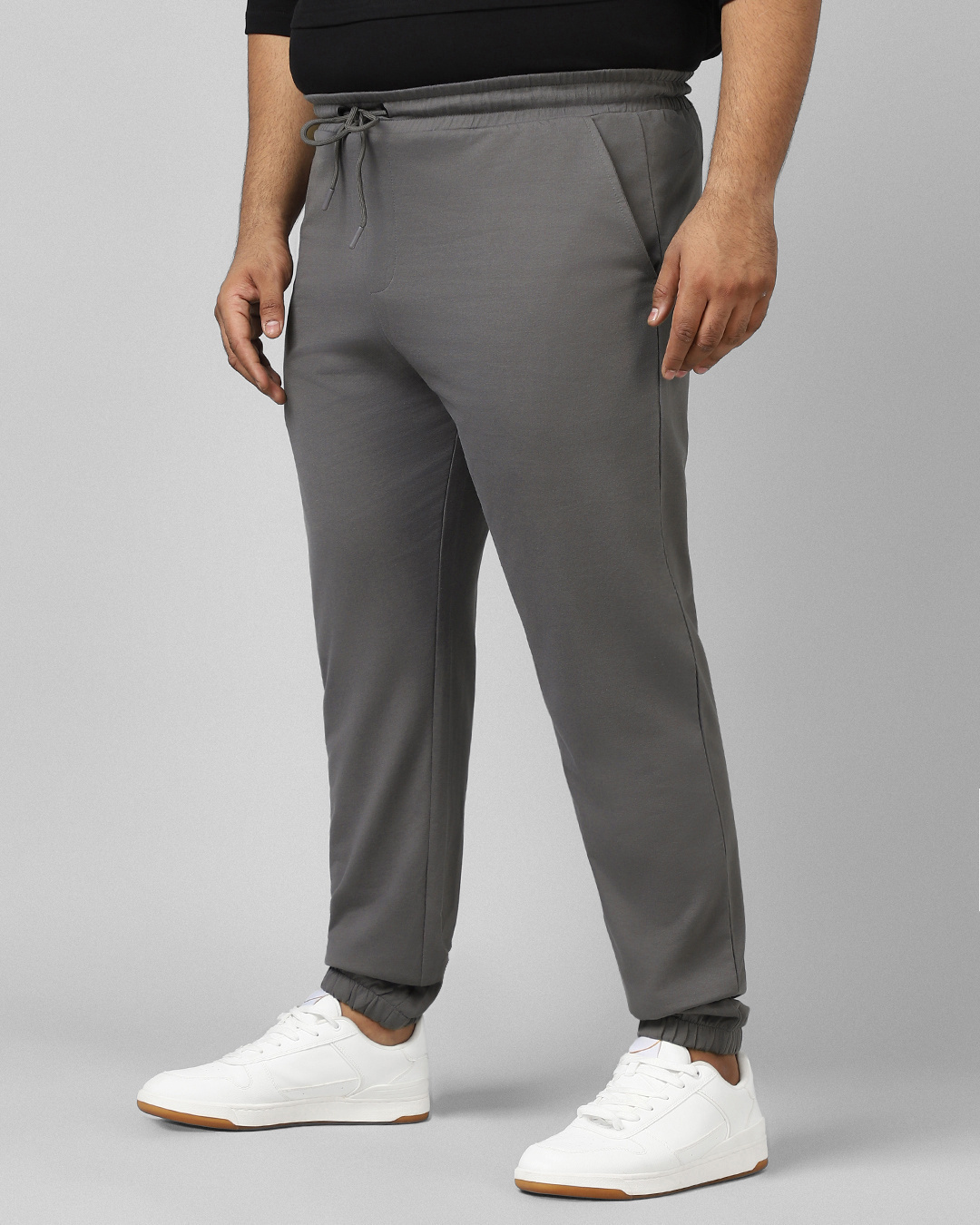 Shop Men's Grey Oversized Plus Size Joggers-Back