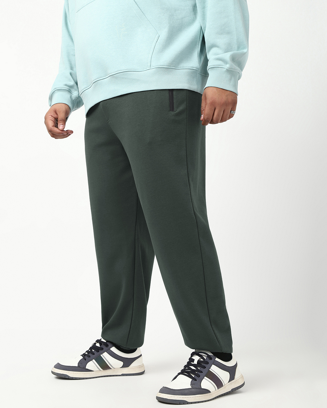 Shop Men's Grey Oversized Plus Size Joggers-Back