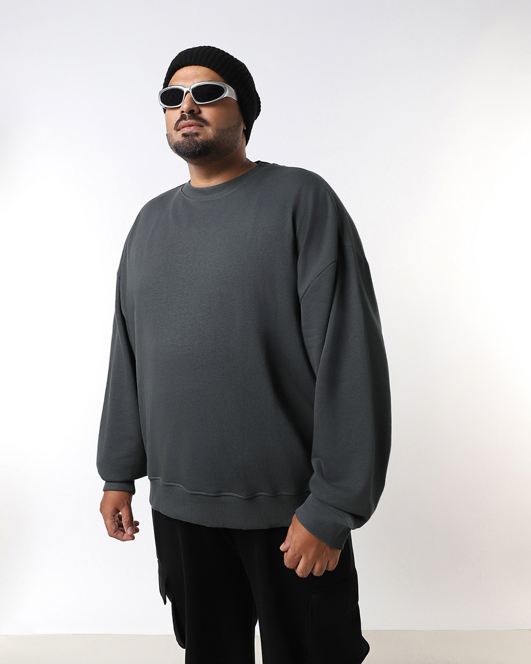 Buy Men's Grey Oversized Plus Size Sweatshirt Online at Bewakoof