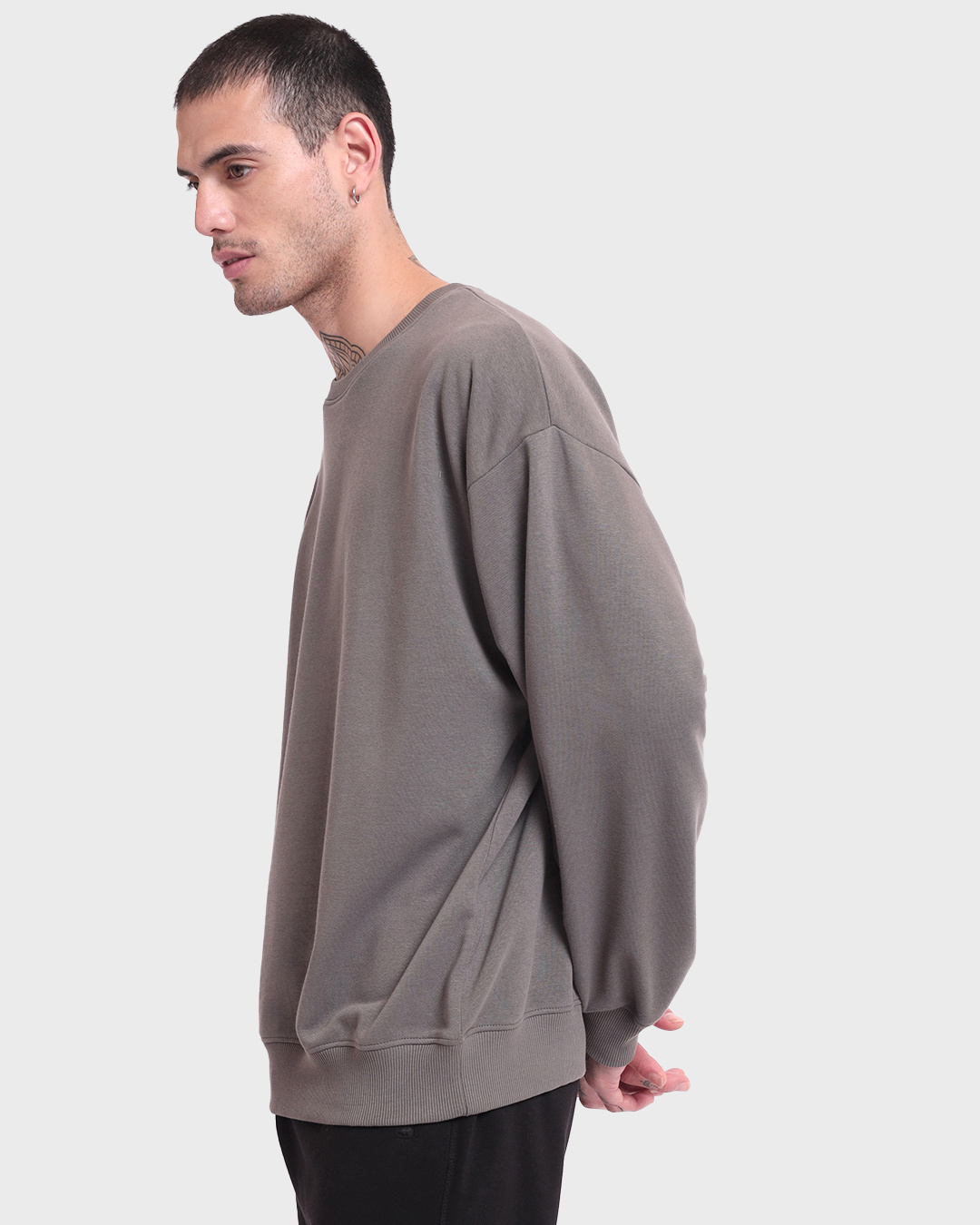 Shop Men's Grey Oversized Sweatshirt-Back