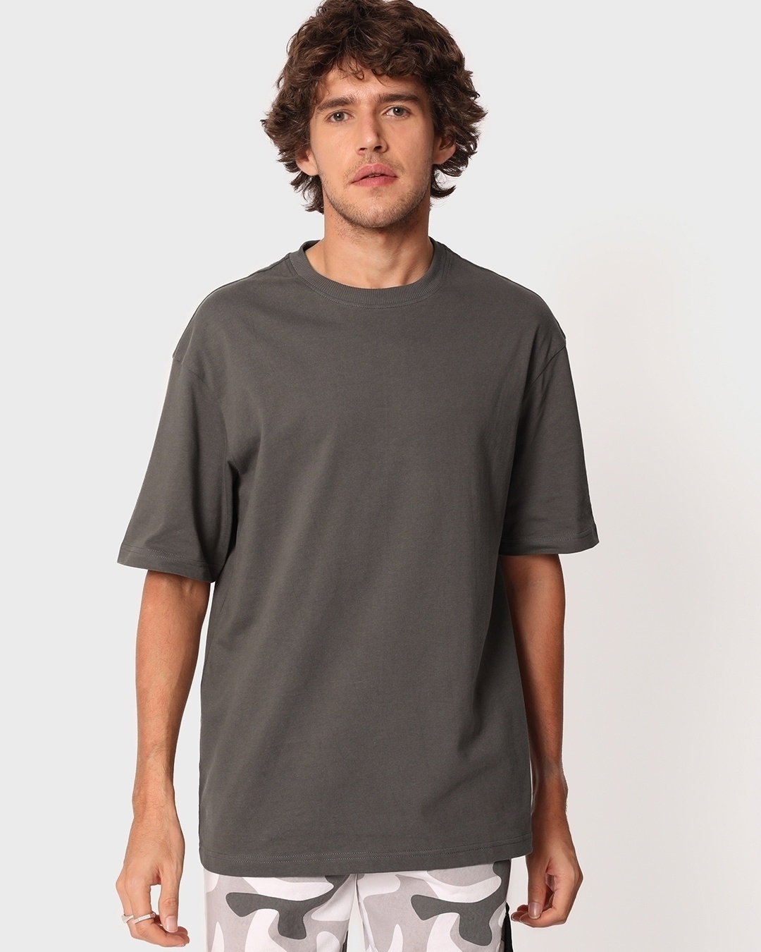 Shop Men's Grey Oversized T-shirt-Back