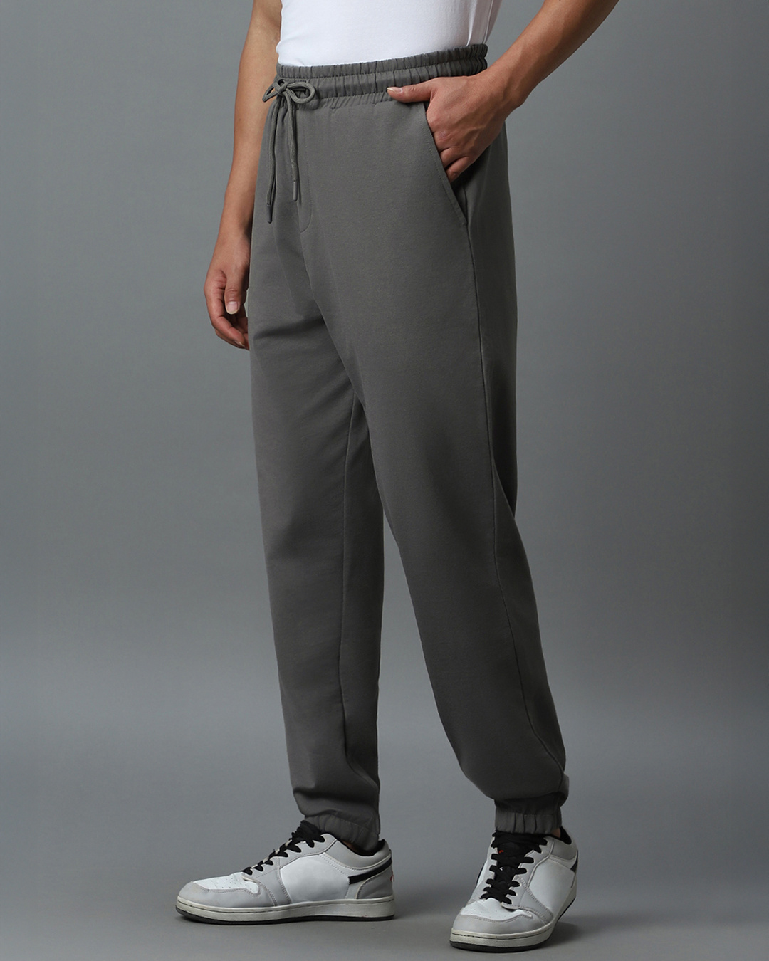 Shop Men's Grey Oversized Warm Joggers-Back