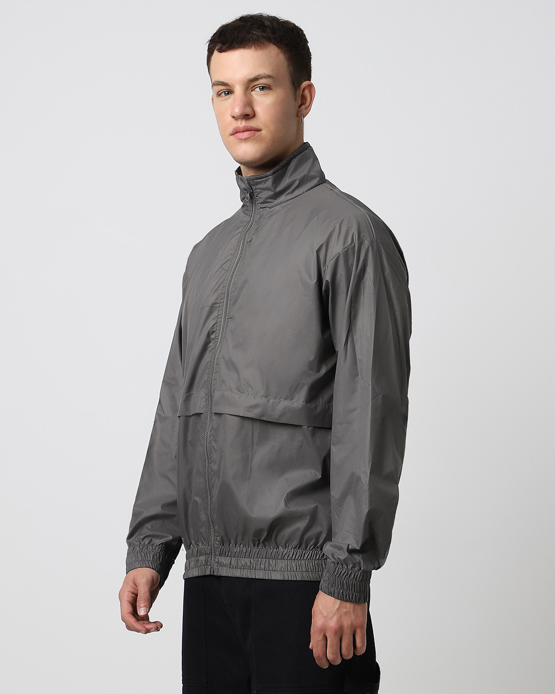 Buy Men's Grey Oversized Windcheater Jacket Online at Bewakoof