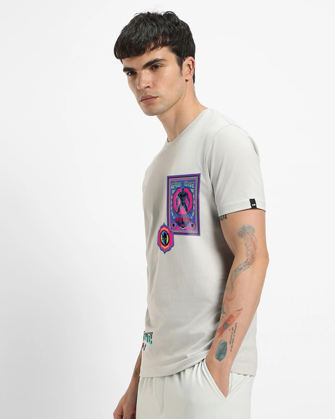 Shop Men's Grey Panther Truck Graphic Printed T-shirt-Back