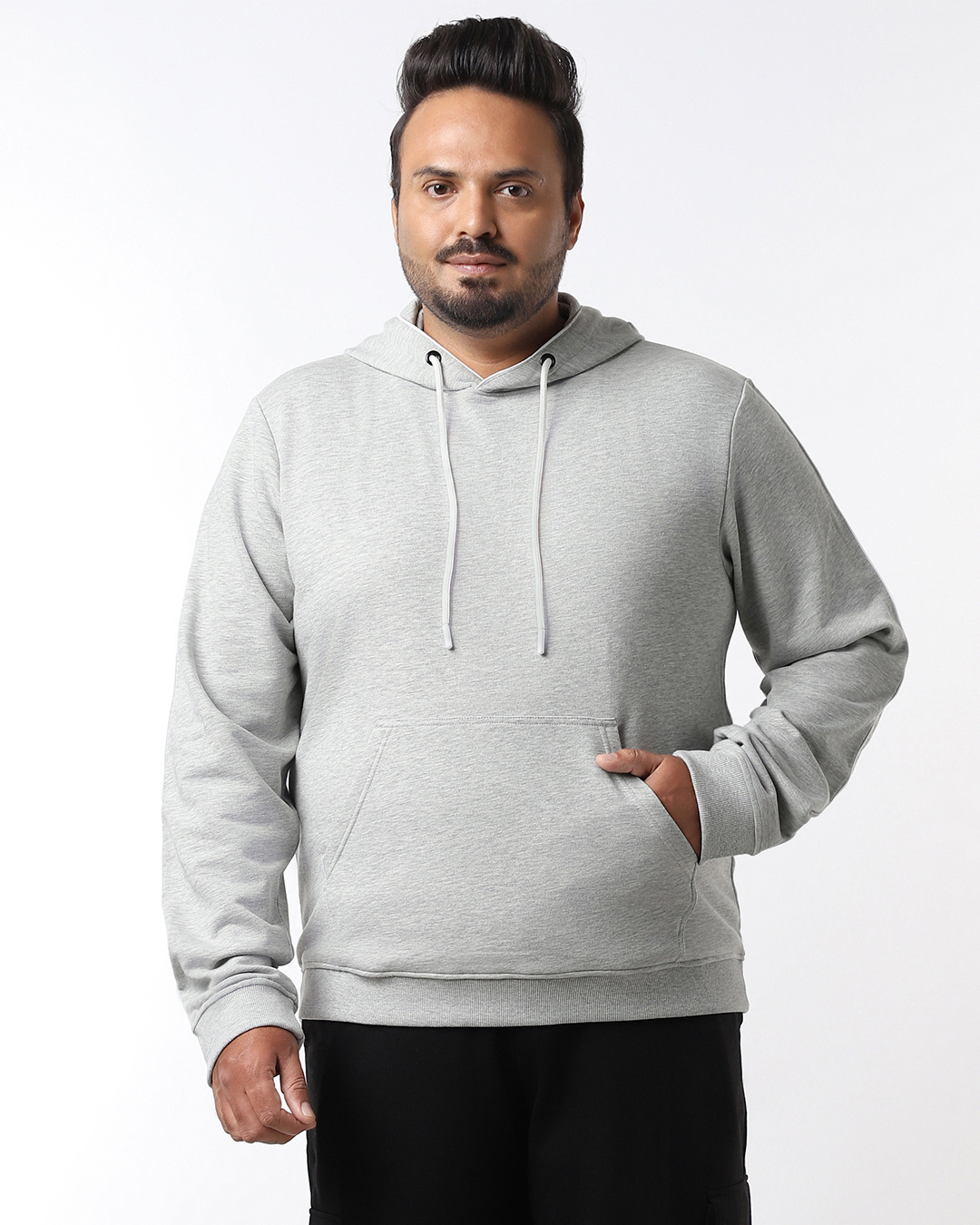 Shop Men's Grey Plus Size Hoodies-Back