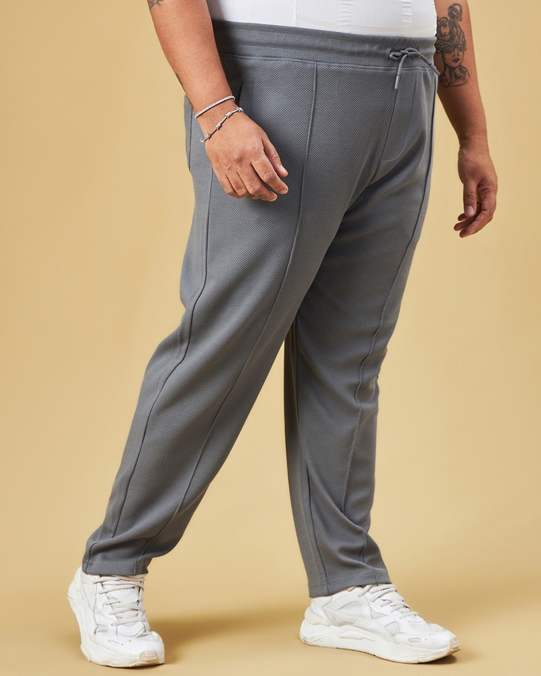 Shop Men's Grey Plus Size Track Pants-Back