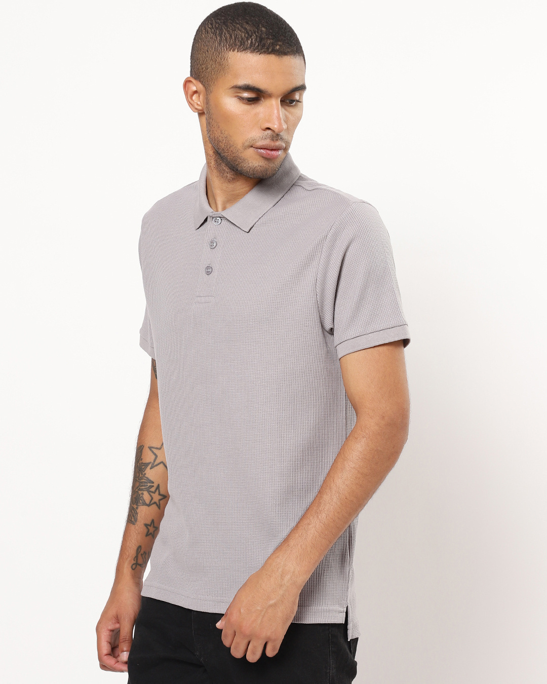 Shop Men's Grey Polo T-shirt-Back