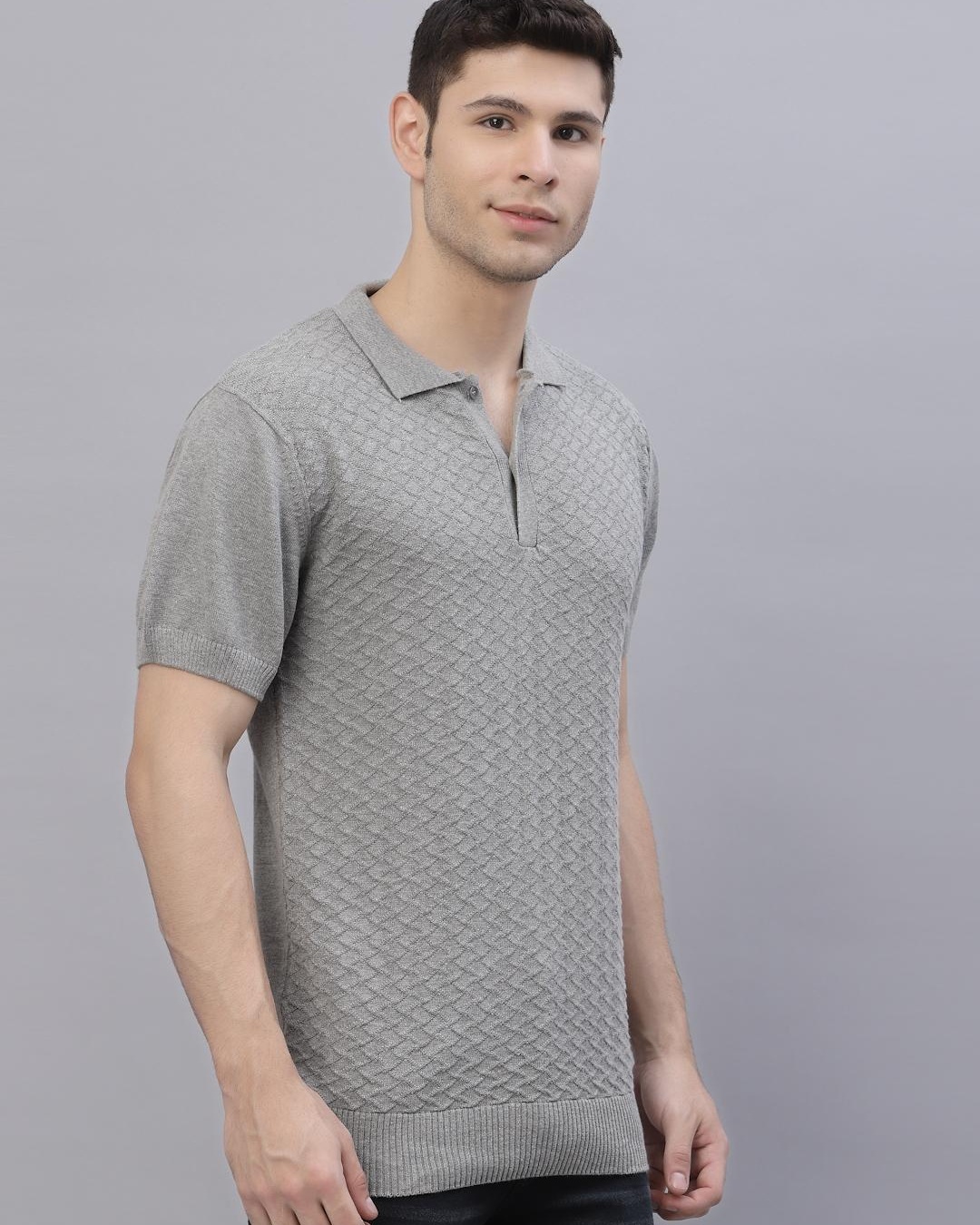 Shop Men's Grey Polo T-shirt-Back