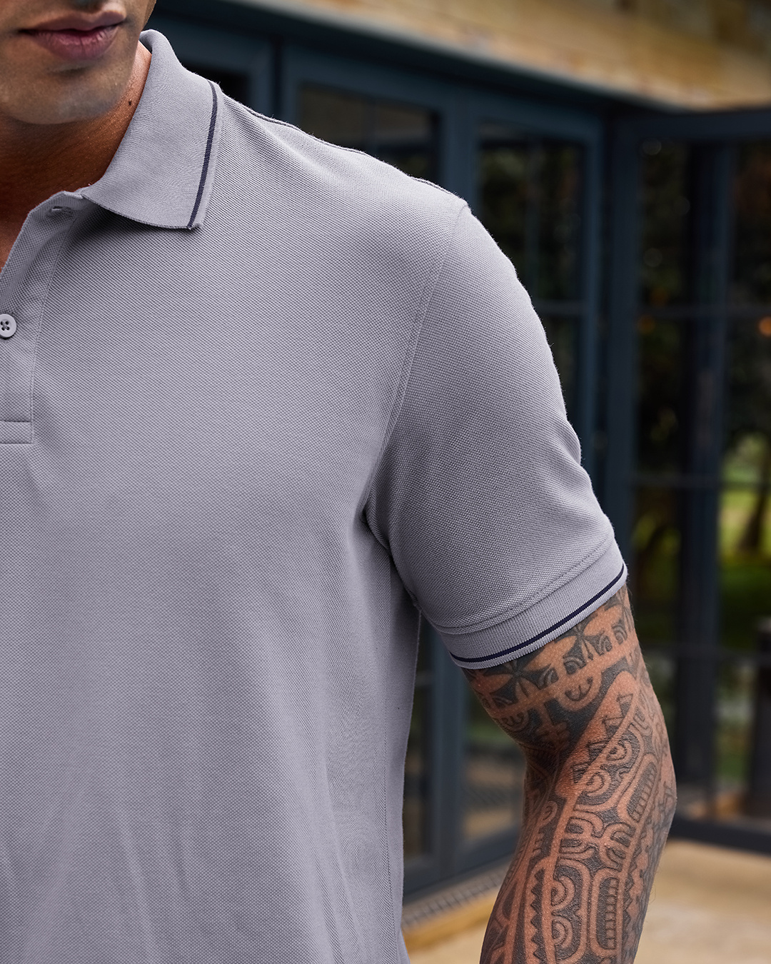 Shop Men's Grey Polo T-shirt-Back