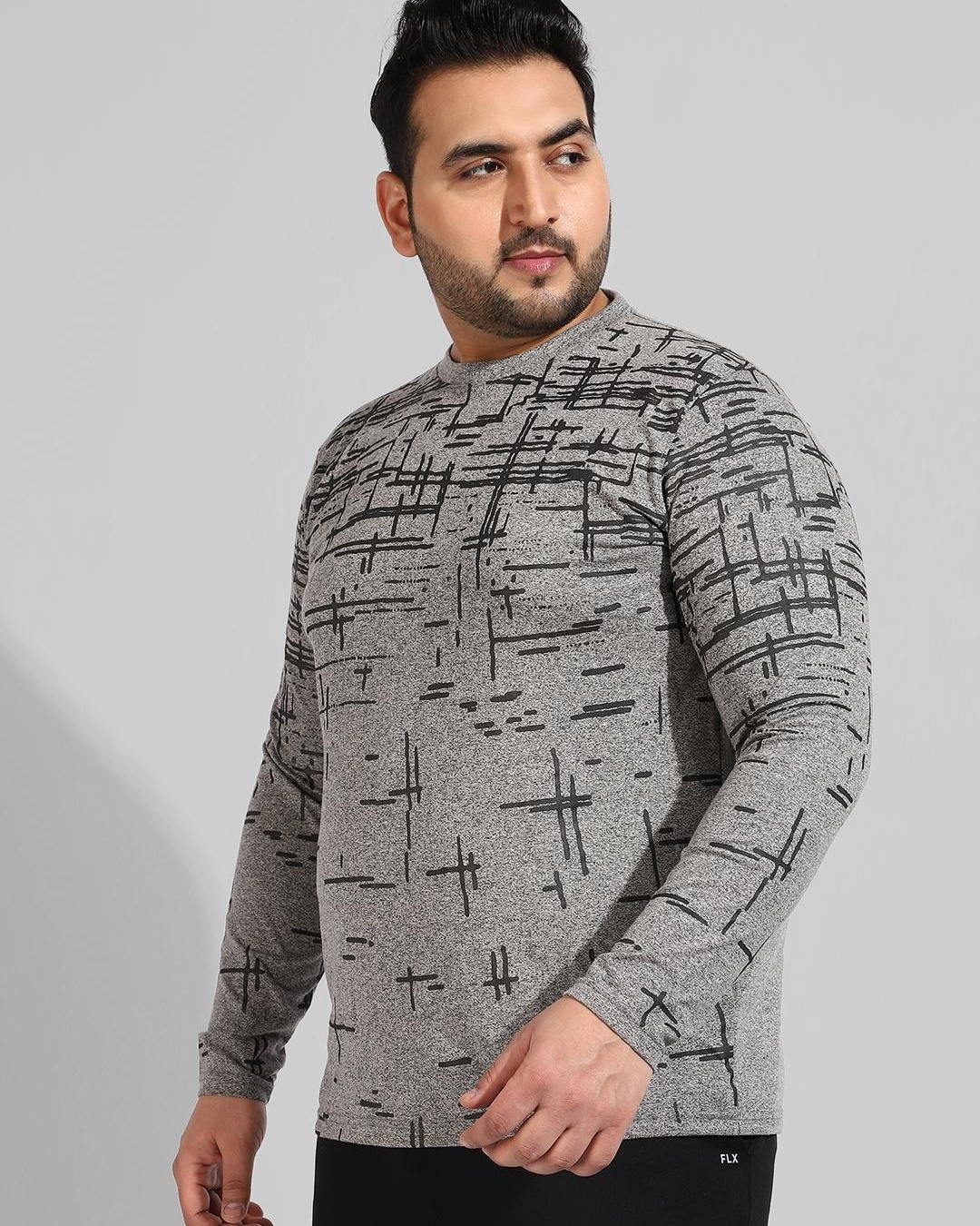 Shop Men's Grey Printed Plus Size T-shirt-Back