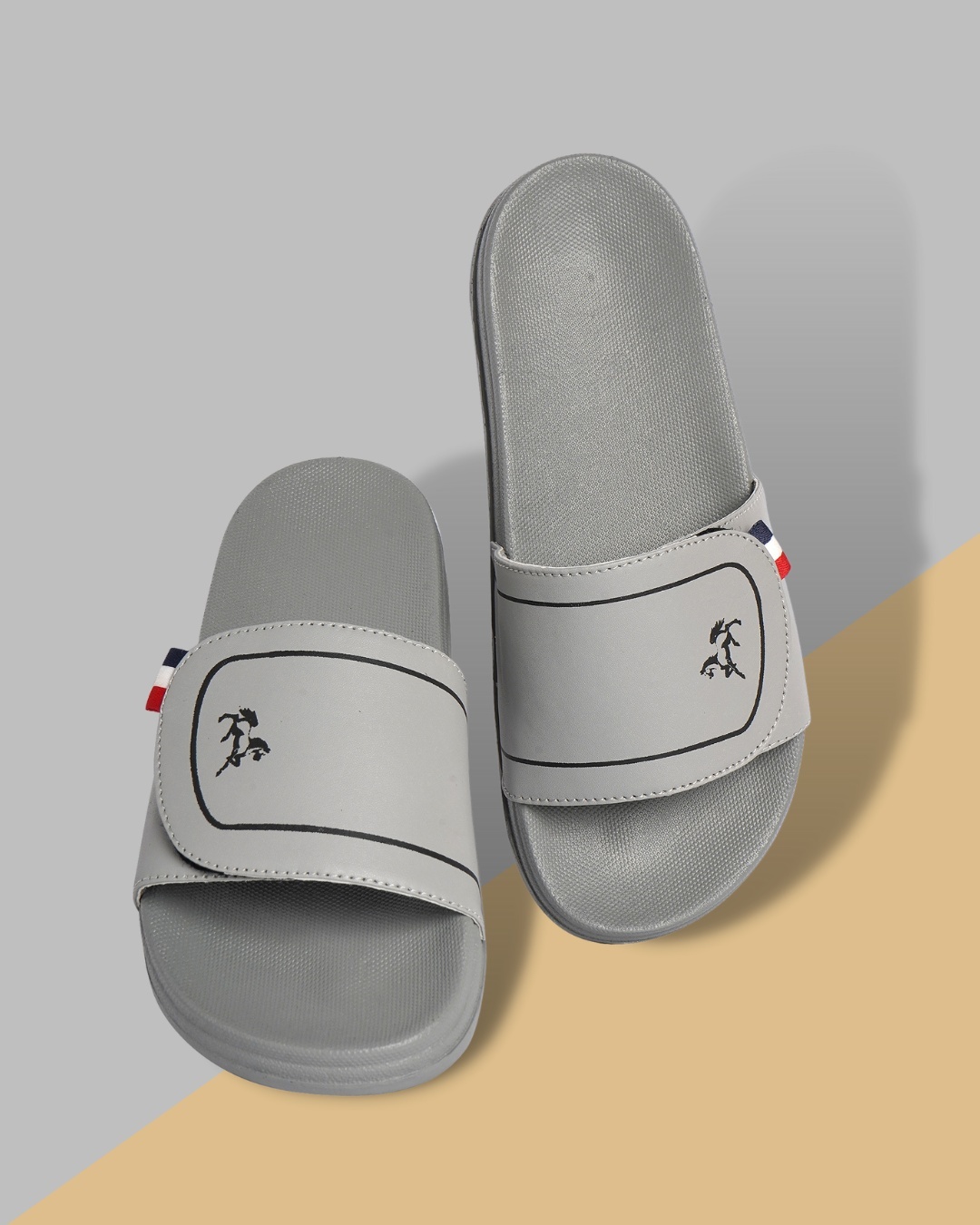 Buy Men's Grey Printed Velcro Sliders Online in India at Bewakoof