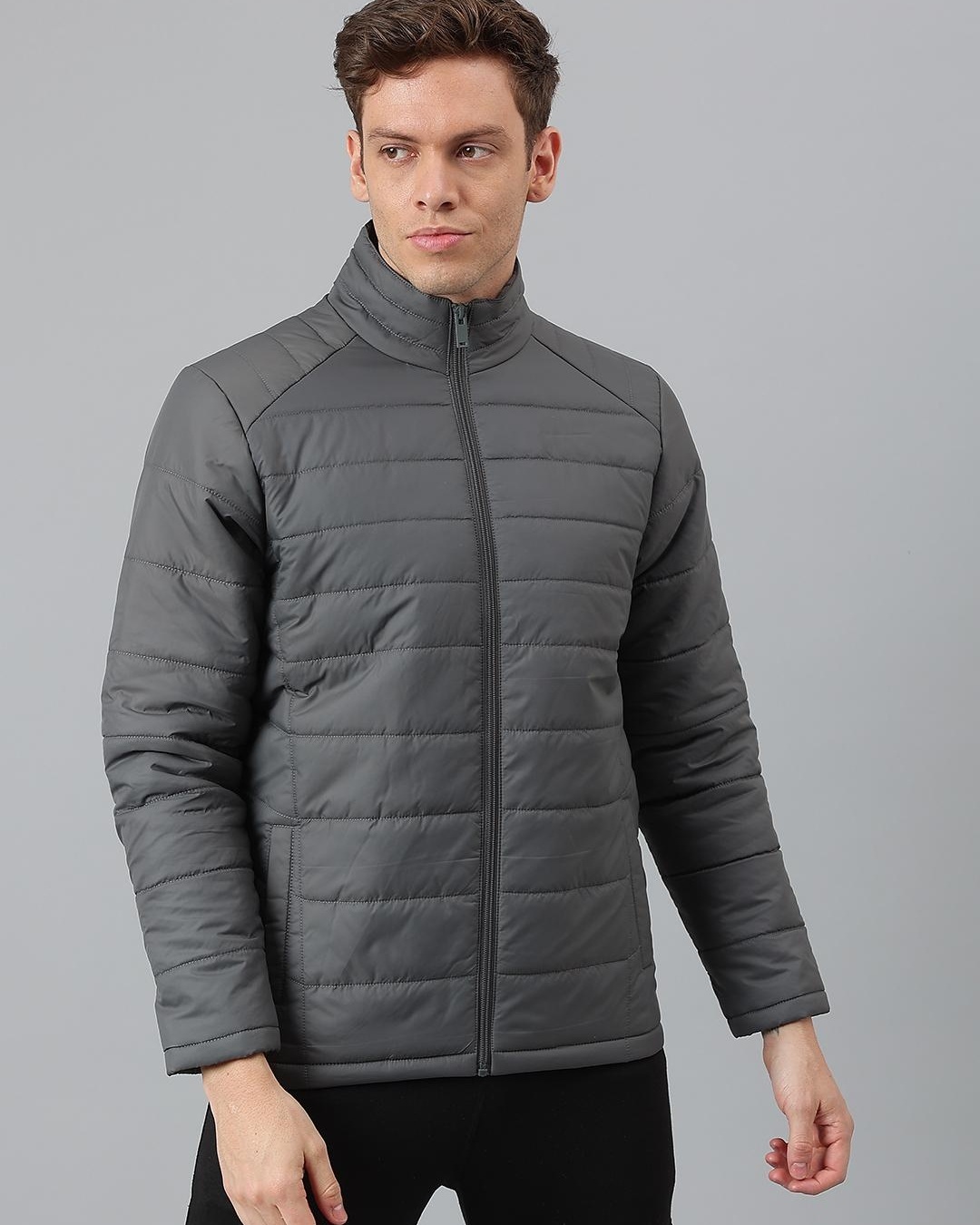 Buy Men's Grey Puffer Jacket for Men Grey Online at Bewakoof
