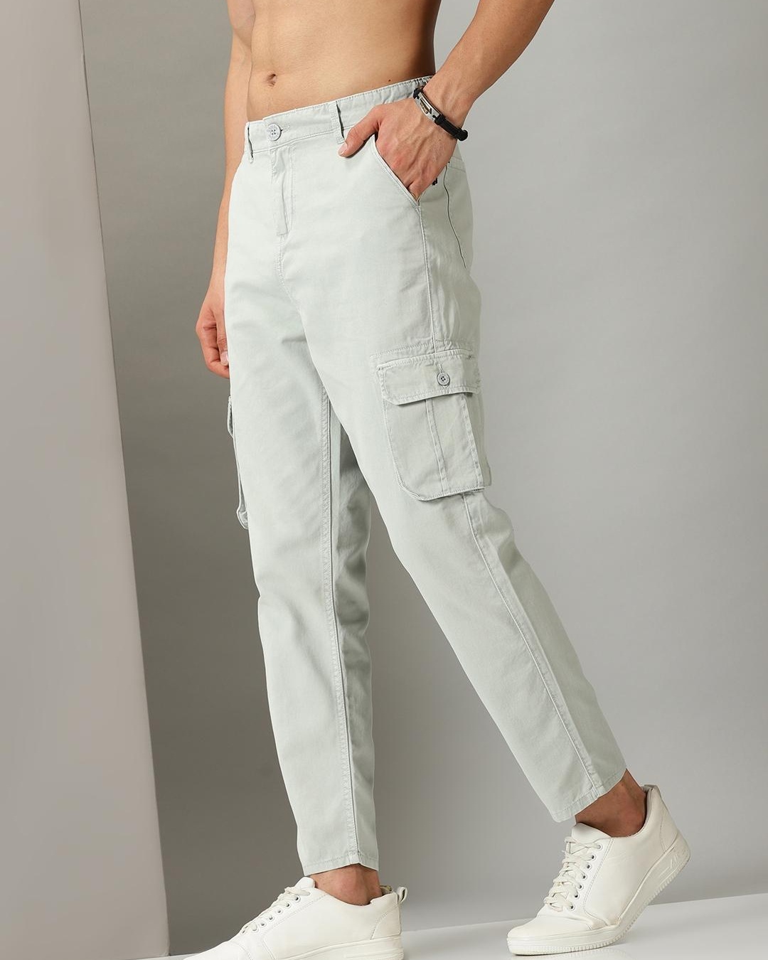 Relaxed Fit Cargo Pants - Light gray - Men
