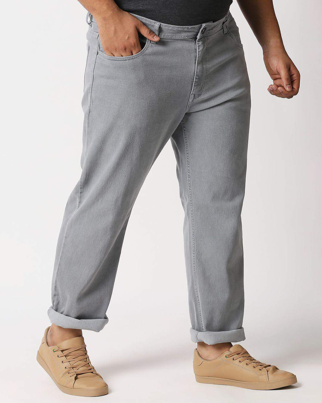 Shop Men's Grey Relaxed Fit Jeans-Back
